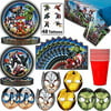 Avengers Party Supplies for 16 - Large Plates cake plates Napkins Tablecloth Cups 3D masks Tattoos - Great Decorative Birthday Set with Hulk Captain America Iron Man Thor and more!