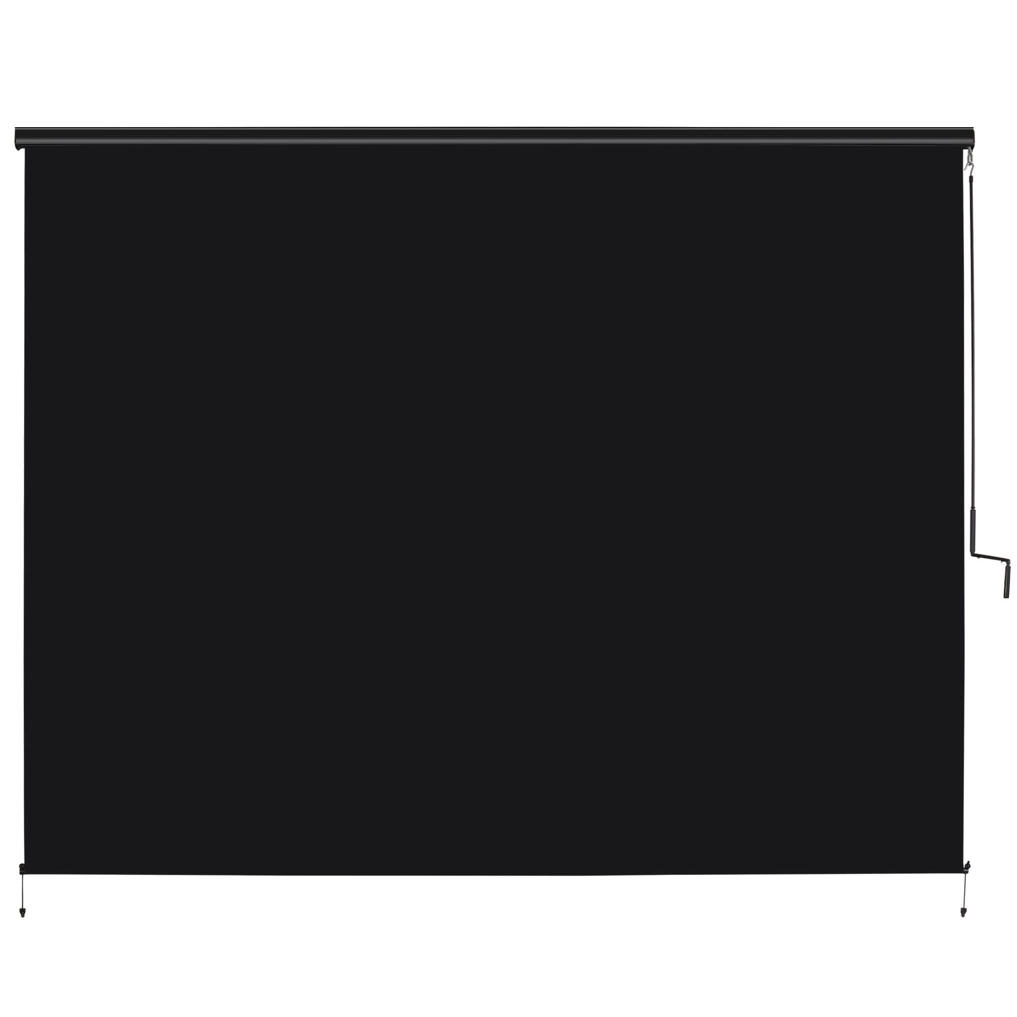 Outdoor Roller Shade 10'Wx8'H Black Cordless Patio Roller Blinds Shades