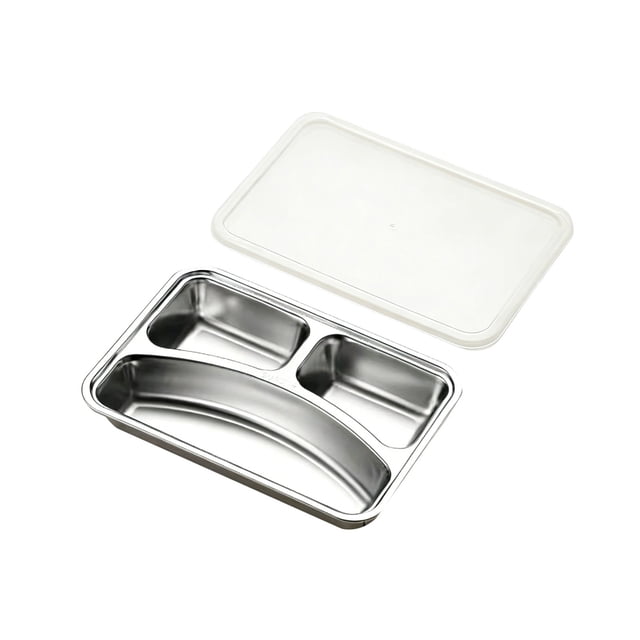 Decoration 304 Stainless Steel Dinner Plates For Cafeteria Adult Sized Compartmentalized Food Plates With Lids Divided Into Five Suitable For Both Students And Adults