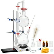 KFFKFF Aromatic Oil Extraction Set, 2000ml Extraction Equipment, 3.3 Boro Laboratory Glassware Extraction Kit with 1000W Warming Plate and 24, 40 Joint, 28 pieces Set