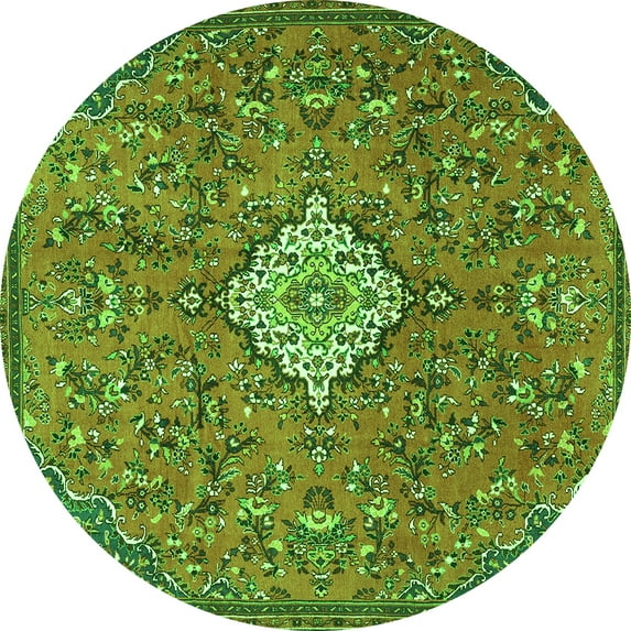 Ahgly Company Indoor Round Persian Green Traditional Area Rugs, 8' Round