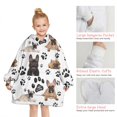 thumbnail image 6 of French Bulldog Footprint Blanket Hoodies for Kids 6-13YR Oversize Wearable Blanket Hoodies for Boys Girls Teens, 6 of 7