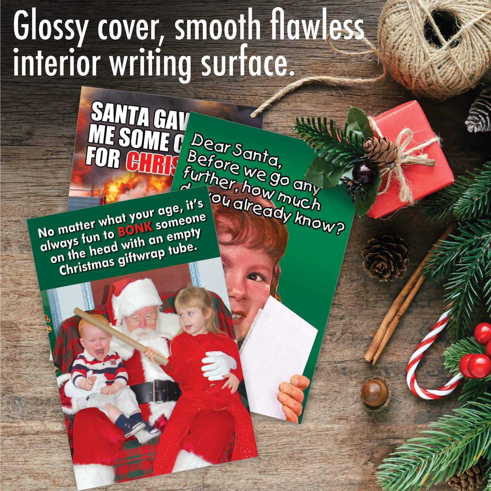 NobleWorks 20 Assorted Box Set Funny Christmas Greeting Cards w/5 x 7 Inch Envelopes (10 Designs, 2 Each) Holiday Children AC10708XSG-B2x10