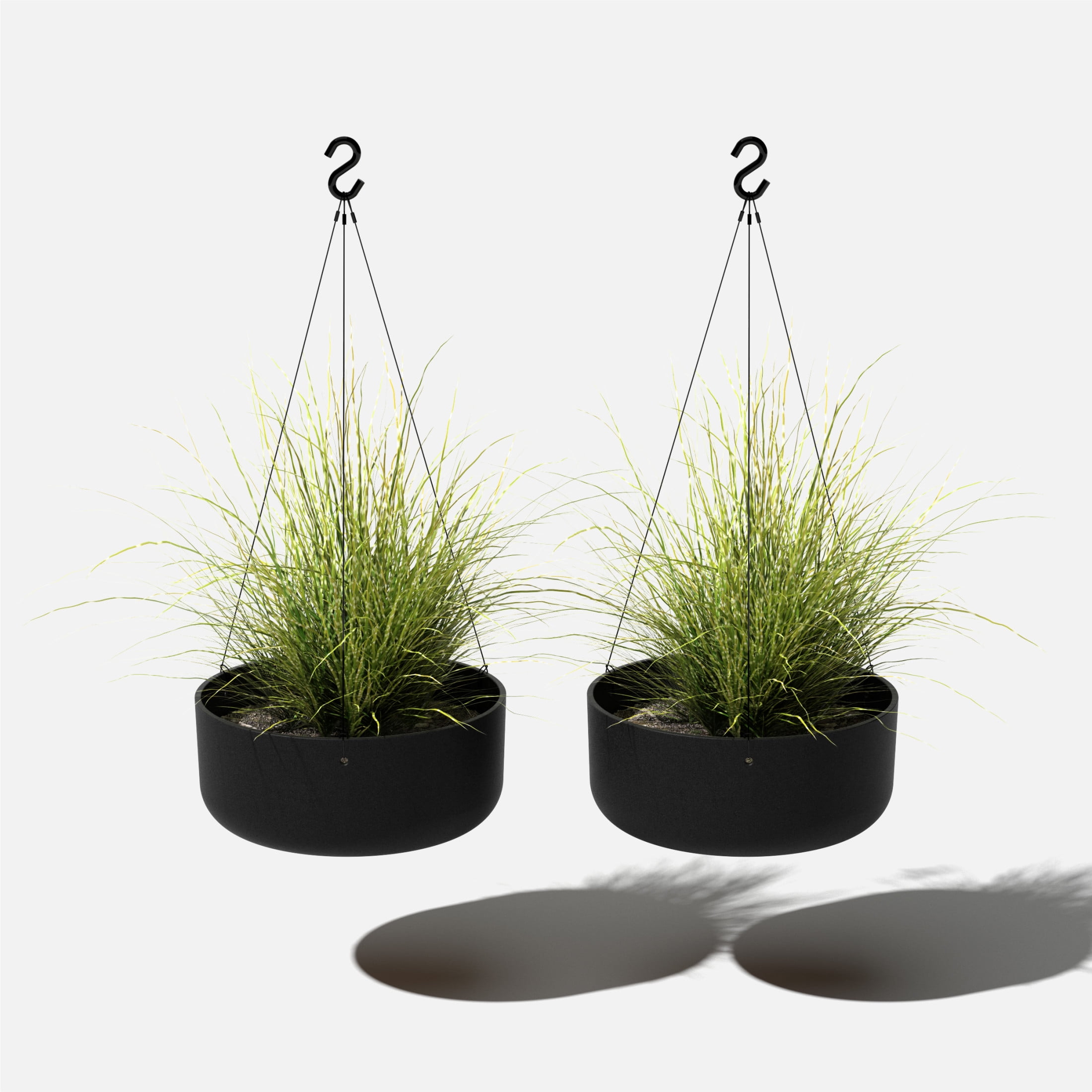 Veradek Mason Series Hanging Kona Bowl 14" Plastic-Stone Planter 2-Pack Black