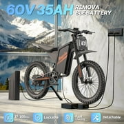 Electric Dirt Bike for Adults,Peak 3000W 38mph Electric Motorcycle,60V 35Ah Max 100+ Miles,25’’*3.0’’ Off Road Tire,Anti-Theft Mountain Bike
