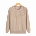 thumbnail image 4 of ManxiVoo Classic Crewneck Sweater For Women Soft Lightweight Pullover Long Sleeve Loose Fit Breathable Lounge Casual Wear XXL Size Beige, 4 of 5