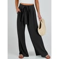 thumbnail image 3 of Pantalón palazzo para mujer Caracilia de pierna ancha, tiro alto, negro, talla L, 3 of 9