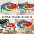 thumbnail image 7 of Colorful Rainbow Tie Dye Spiral Pattern Round Fitted Tablecloth with Elastic Edge,Dining Table Cover Waterproof,Outdoor Round Tablecloth for Camping,Dining,Indoor and Outdoor, 7 of 7