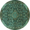 thumbnail image 1 of Ahgly Company Indoor Round Medallion Turquoise Blue Traditional Area Rugs, 8' Round, 1 of 4