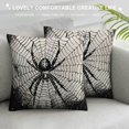 thumbnail image 3 of Happy Halloween Pillow Covers ,Skull Raven Crow Spider for Fall Decorations Pillow case Orange and Black Throw Pillows Decorative Couch Cushion Covers Indoor Outdoor Decor, 3 of 5