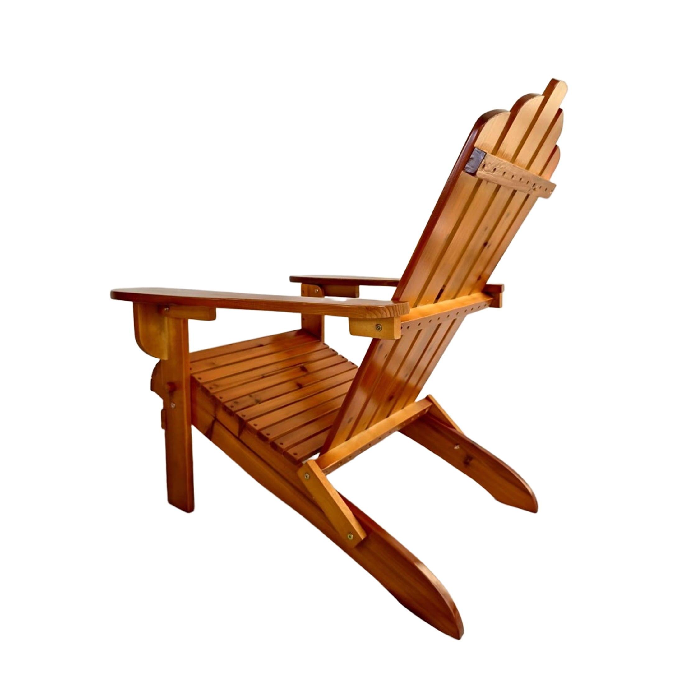 JERFIT Solid Wood Adirondack Chair, Foldable Outdoor Patio Chair for Garden Poolside, Comfortable Oak Hardwood Lounge Chair with Wide Armrests