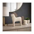thumbnail image 3 of Decorative Horse Figurine for Home Decor - Accent for Bathroom Counter, Office, Living Room or Shelf Styling - Pottery and Wood Sculpture Ornament for Coffee Table Display - 12", Ivory & Tan, 3 of 13