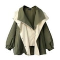 thumbnail image 2 of Ailaofu Womens Cropped Jacket Contrast Collar Utility Coat Cargo Jacket Barn Jacket Outwear, 2 of 3