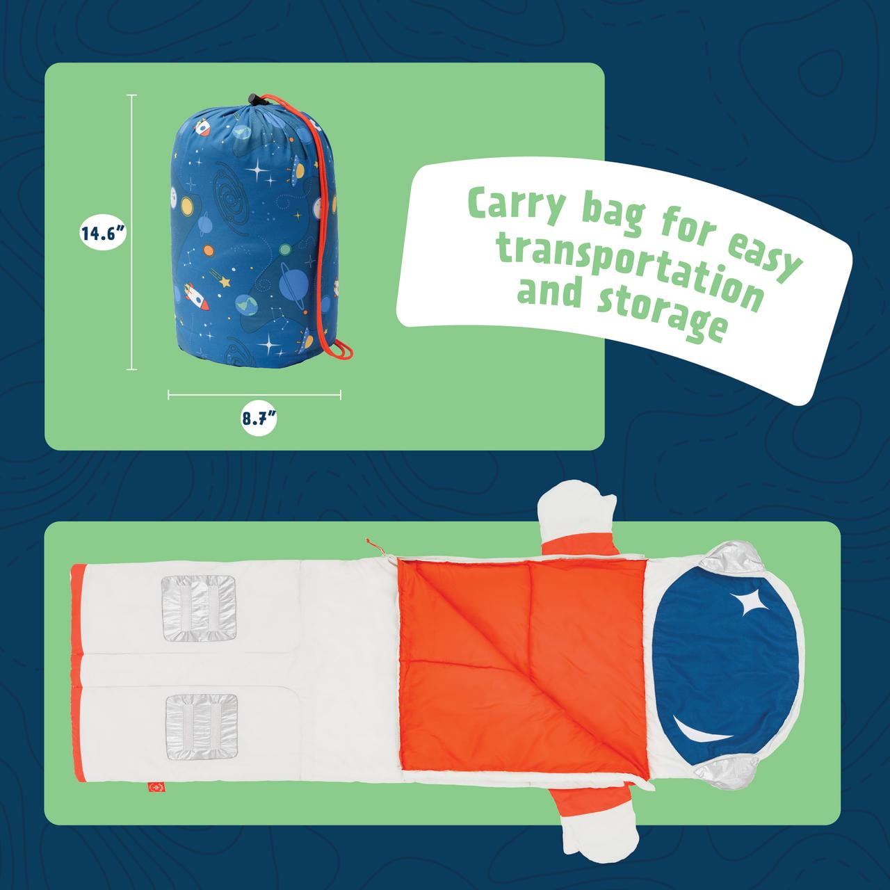 Firefly! Jett the Astronaut Kids Sleeping Bag, Grey