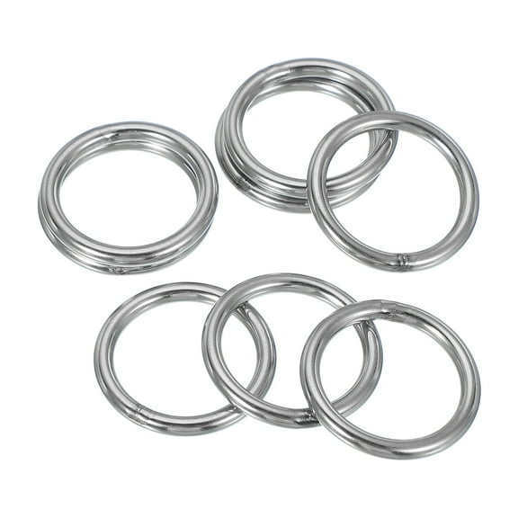 Uxcell Metal O Ring, Heavy Duty 304 Stainless Steel O Rings Welded Round Rings for DIY Crafts Belt Dog Leash Macrame 4x35mm