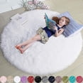 thumbnail image 1 of Fluffy Round Rug Carpets For R Faux Fur Rugs Kids P Rugs For Bed Shaggy Area Rug Mats, 1 of 3