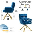 thumbnail image 6 of High-Back Upholstered Leisure Chair, Modern Velvet Swivel Chair with Gold Metal Legs, Accent Living Room Chair for Living Room, Bedroom and Apartment, Dark Blue, 6 of 6