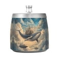 thumbnail image 7 of Yayeee Ashtray with Lid for Cigarette Smokeless Stainless Steel Home Ash Holder, Floating Whale, 7 of 7