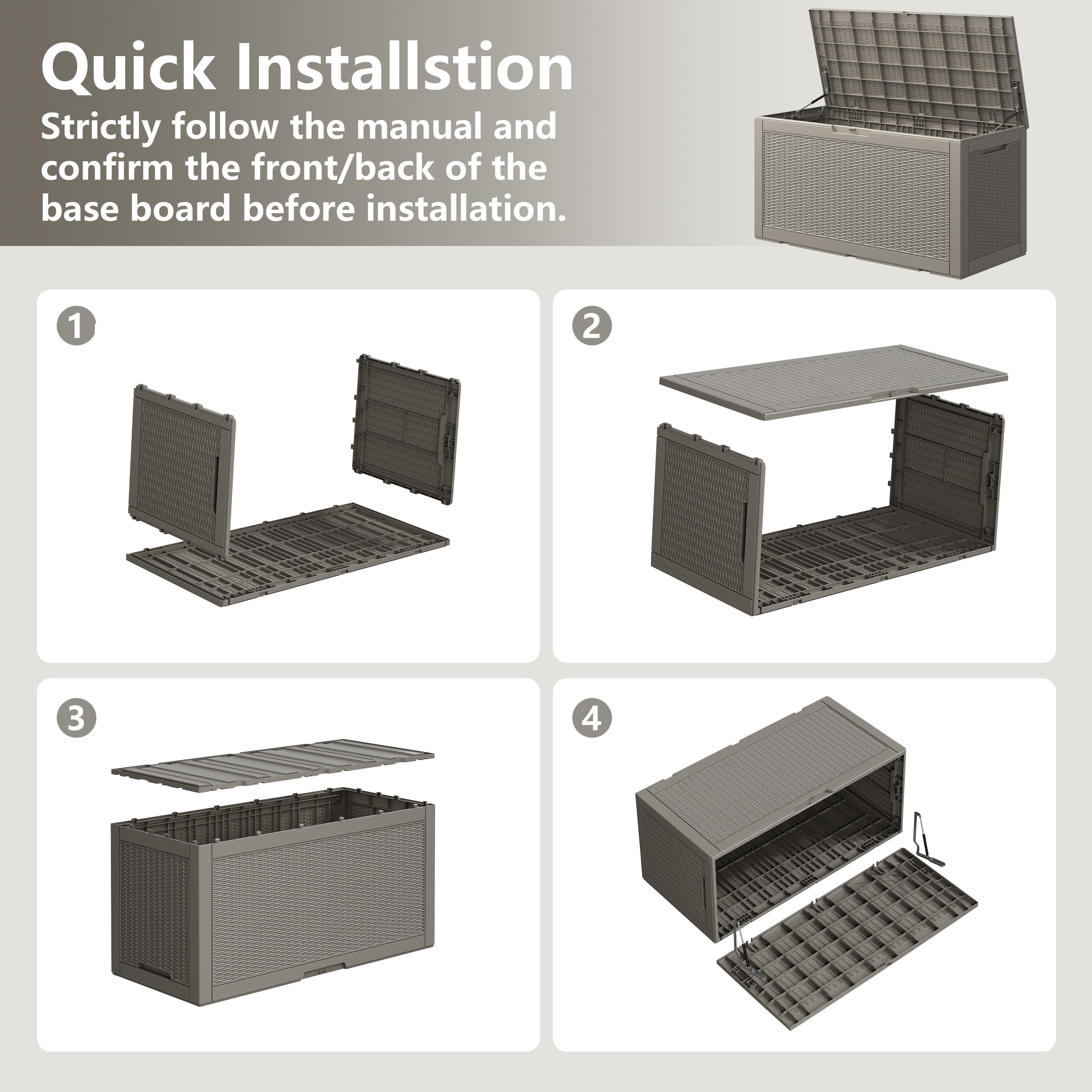 Bifanuo 100 Gallon Resin Deck Box, Lockable Outdoor Storage Container, Water Resistant for Patio Cushions