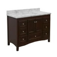thumbnail image 5 of KBC Abbey 48" Solid Wood Bathroom Vanity w/ Carrara Stone in Chocolate, 5 of 7