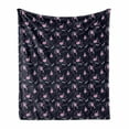 thumbnail image 1 of Navy Blue Soft Flannel Fleece Blanket, Numerous Botanical Ornamental Japanese Cherry Flower Blossoms Pattern, Cozy Plush for Indoor and Outdoor Use, 50" x 60", Baby Pink Dark Indigo, by Ambesonne, 1 of 6