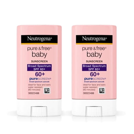 (2 Pack) Neutrogena Pure & Free Baby Mineral Sunscreen Stick, SPF 60, 0.47 (Best Sunscreen For Babies With Eczema)