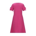 thumbnail image 7 of FSYBOA Girls Summer Dresses, Party Loose Fit Mid-length Short Sleeve Casual Dresses Hot Pink Size 14-16, 7 of 7