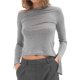 thumbnail image 1 of Tops de Larga con Hombros Descubiertos para Mujer, Camisa de Cuello Vuelto para Salir en Otoño Gris M, 1 of 8