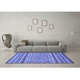 thumbnail image 3 of Ahgly Company Machine Washable Indoor Square Abstract Blue Modern Area Rugs, 4' Square, 3 of 4