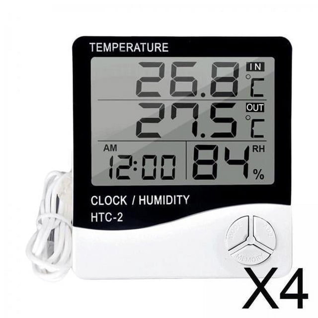 4x Termómetro Digital Higrómetro Medidor Despertador Para Cocina Bodega Interior