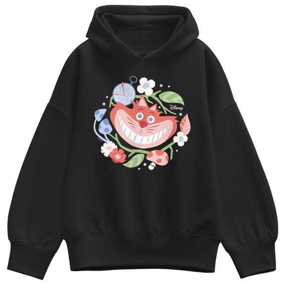Alice in Wonderland - Cheshire Cat Circle - Women's Oversized Fleece Hoodie Sweatshirt