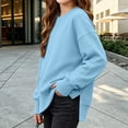 thumbnail image 6 of Falkdiz Long Sleeve With Mitten-Style Cuffs Shirts for Girls Outdoor Winter Tops Warm Comfy Casual Solid Color Girls Pullover Crew Neck , Light Blue , Size: 5-6 Years, 6 of 7