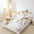 thumbnail image 4 of jejeloiu Watercolor Floral Twin Sheet Sets,Retro Flower Blossom Twin Fitted Sheet,White Brown Flat Sheet For Teens,Breathable Home Decor,3pcs, 4 of 7