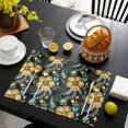 thumbnail image 3 of Yellow Boho Floral Placemats Set of 4, Vintage Southwestern Ethnic Tribe Botanical Placemats for Dining Table, Place Mats for Kitchen Tabletop, Waterproof Wipeable Dining Table Mats Set, 3 of 9