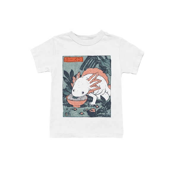 Ukiyo Block Print Axolotl Ramen Youth's White T-shirt