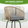 thumbnail image 4 of HOMEFUN Outdoor Bar Stools Set of 2 - Handwoven PE Rope Patio Bar Chairs with 360° Swivel Base, Cushions and Metal Frame, All-Weather Counter Height Bar Stools with Back for Balcony, Garden, 4 of 7
