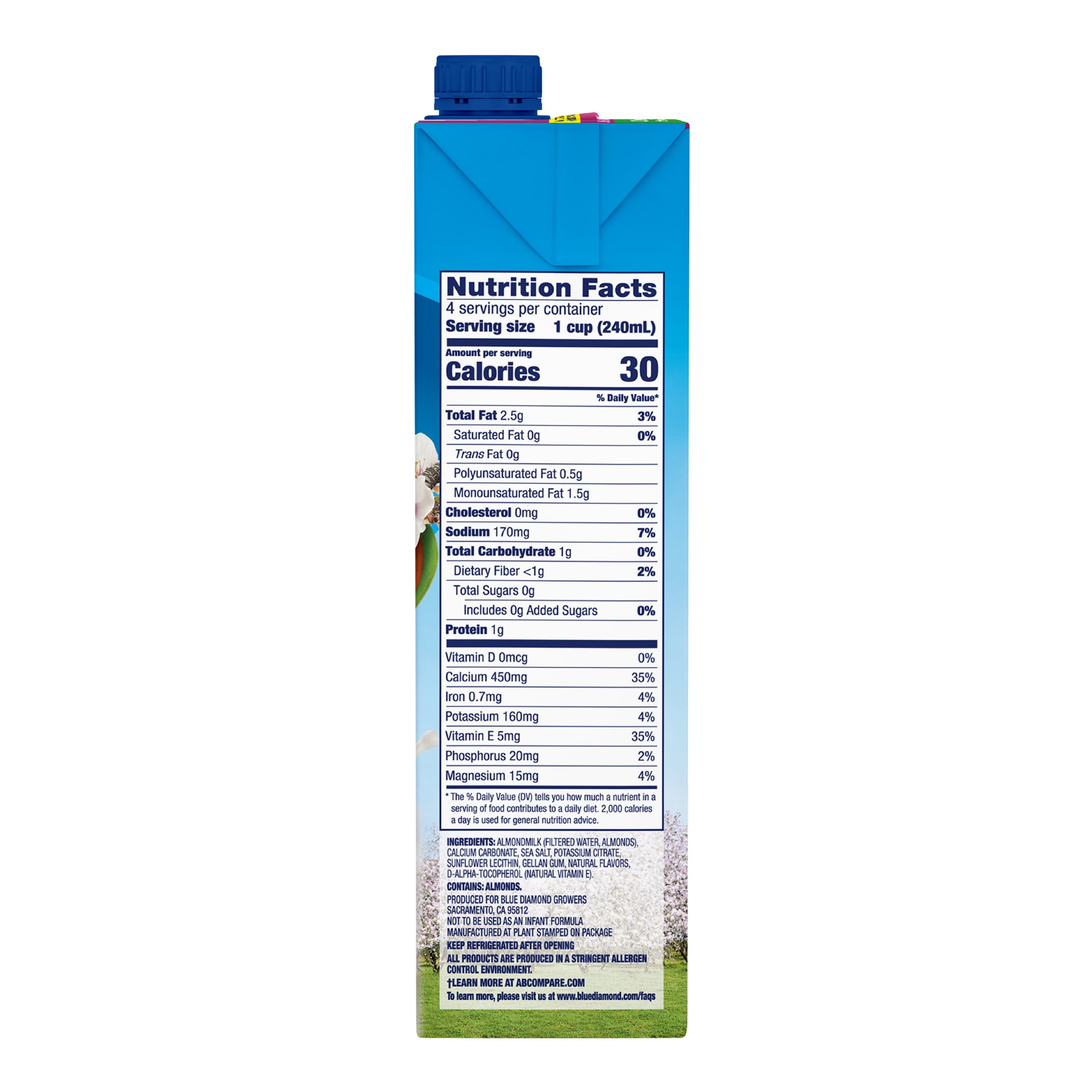 Almond Breeze Shelf-Stable Unsweetened Original Dairy-Free Almondmilk, 32 oz