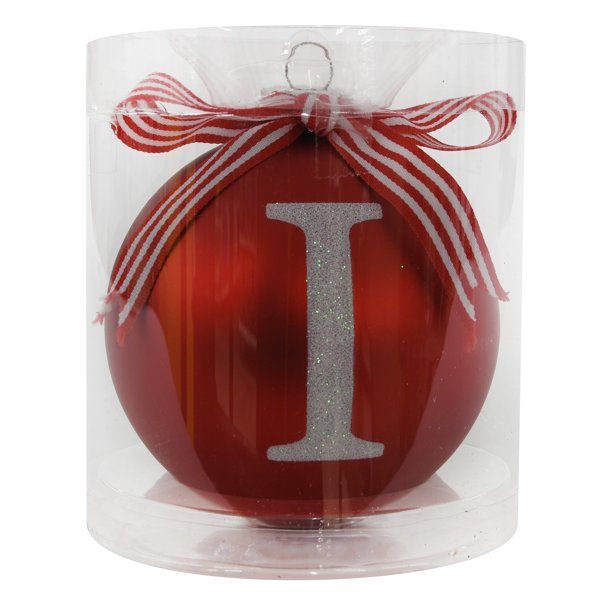 Holiday Time Glass Letter Ornament, I