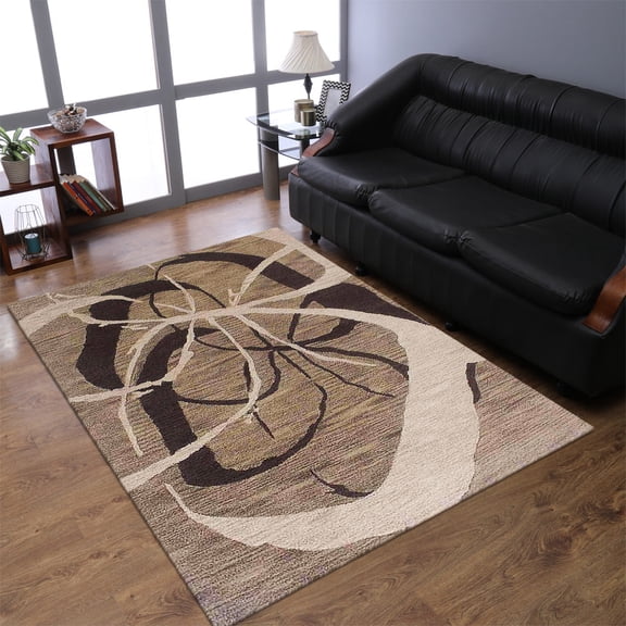 Rugsotic Carpets Hand Tufted Wool Eco-Friendly 8'x10' Area Rugs Rectangle Light Brown Contemporary Modern High Pile Thick Handmade Anti Skid Indoor Rug for Living Room, Bedroom K00901