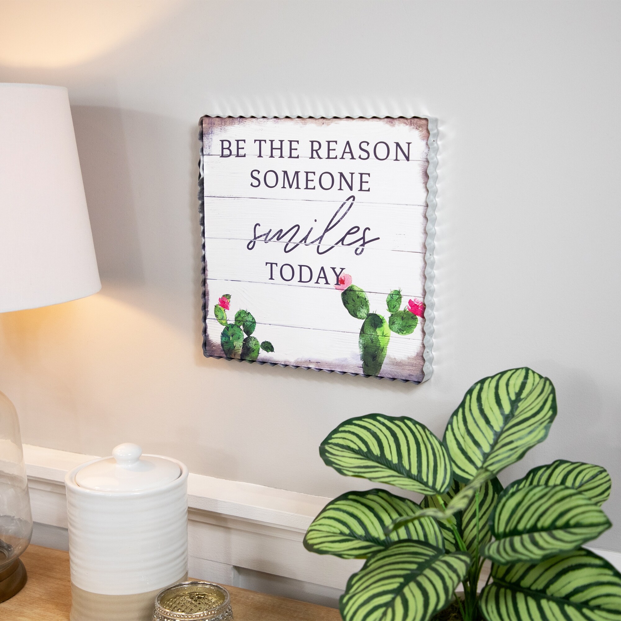 Be the Reason Someone Smiles Today Framed Canvas Wall Art - 12"