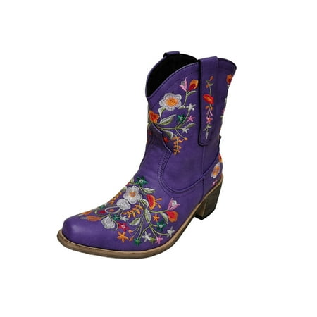 

Avamo Womens Cowboy Boots Embroidery Cowgirl Western Mid Calf Vintage Boots Riding Boots