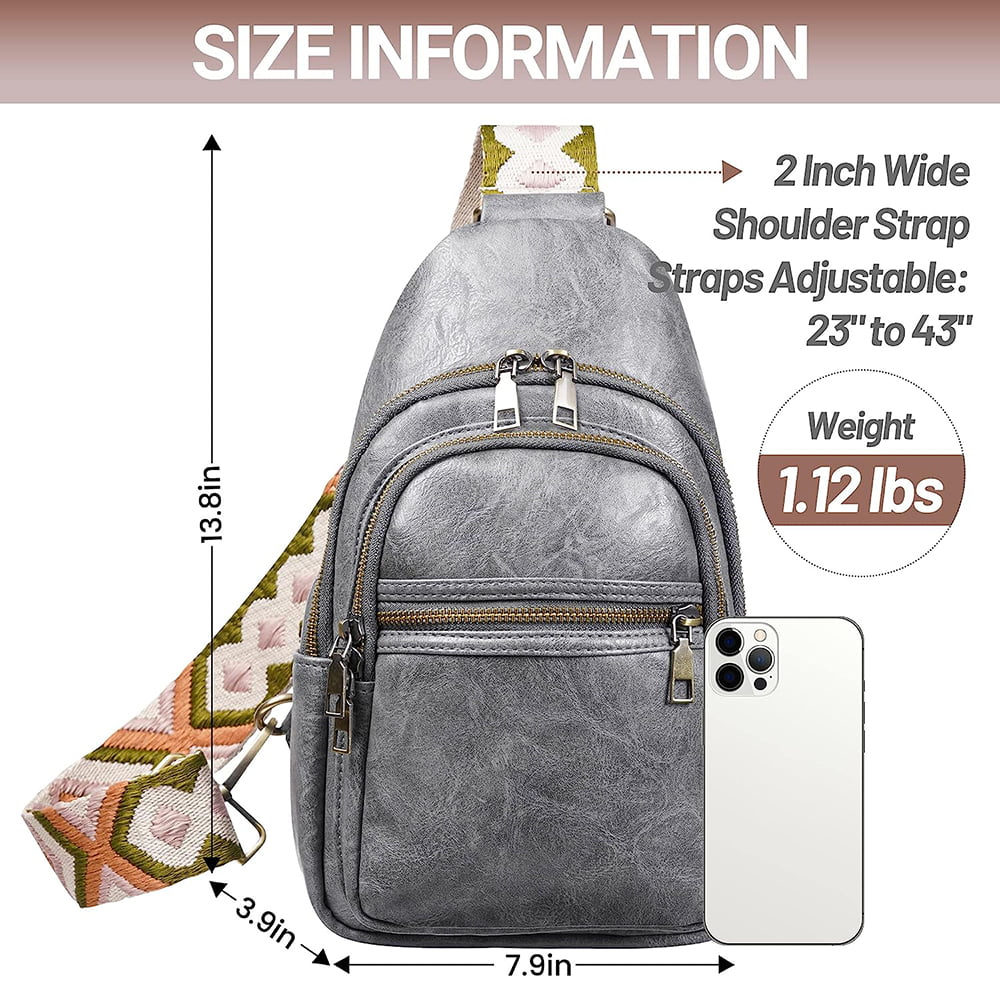 LATMAP Large Sling Bag For Women Minimalist Fanny Pack Faux  Leather Small Backpack Crossbody Chest Bags Travel Purse Beige