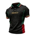 thumbnail image 2 of Zimjoy Men's Mexico Soccer Jersey Shirt 2026 World Soccer Game National Team 2D Graphic Collared Short Sleeve Polo Shirts Black 2XL, 2 of 5