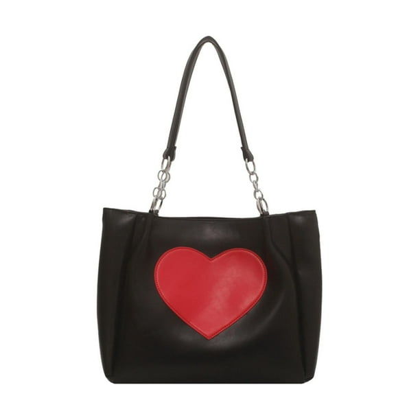 Bolso Hombro Con Forma Corazón para Mujer Bolso Mano Diario Gran Capacidad para Mujer (negro)