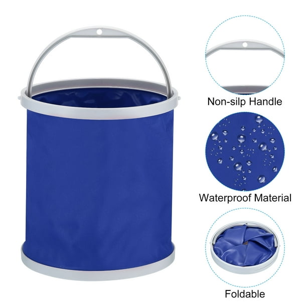 Unique Bargains Uxcell Collapsible Fishing Bucket 11l (2.9 Gallons) Folding Bucket Water Container With Storage Bag Blue