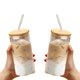 thumbnail image 1 of Taza for beber portátil, taza de café cuadrada de vidrio resistente al calor con tapa y pajita, 2 uds., 1 of 7