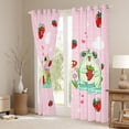 thumbnail image 4 of Feelyou Kawaii Green Frog Black Out Curtains for Kids, Cartoon Strawberry Fruit Curtains Pack of 2 (42x63 Each), Girly Pink Buffalo Bedroom Curtains, Blackout Curtains Room Decor, 4 of 7
