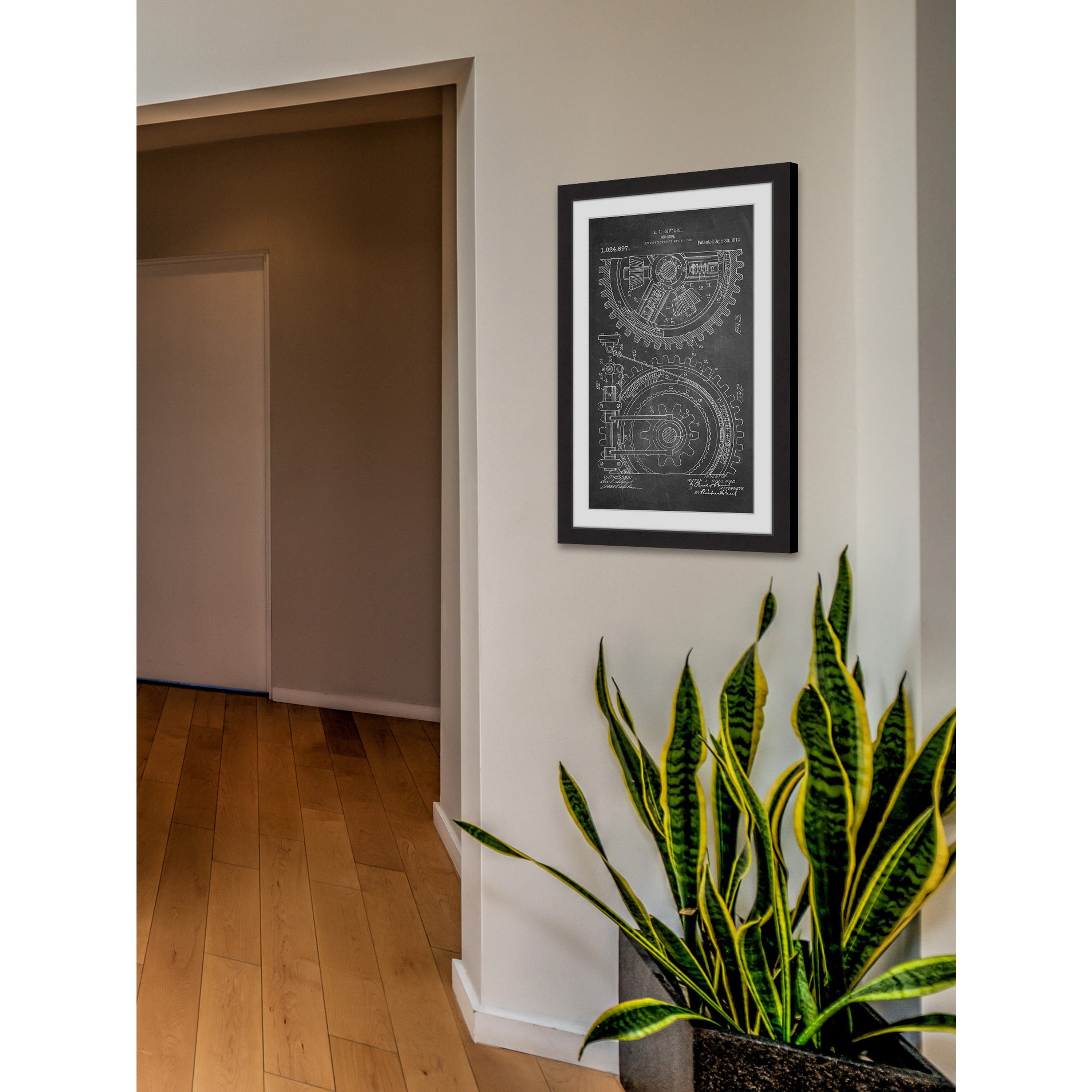 "Gears 1912 Chalk" Framed Painting Print