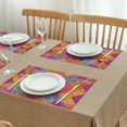 thumbnail image 3 of Vintage Boho Tribal Flax Placemats Set of 4, 12x18 Inch Rustic Artistic Table Mats, Washable Ethnic Decor for Nordic Farmhouse Kitchen and Dining Room Styling, 3 of 6