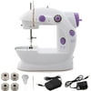 2 Speed Portable Electric Sewing Machine Mini Desktop Handheld Household with LED Light (US),White